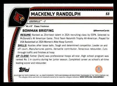 2024-25 Bowman University Chrome #53 Mackenly Randolph - Basketball Card Single