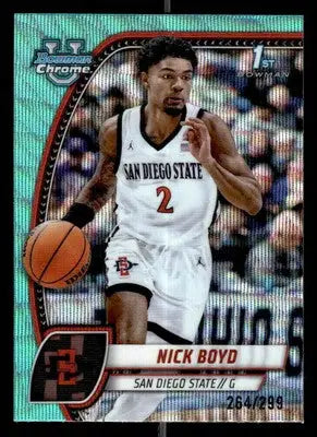 2024-25 Bowman University Chrome #73 Nicholas Boyd Aqua Wave Refractor #/299 - Basketball Card Single