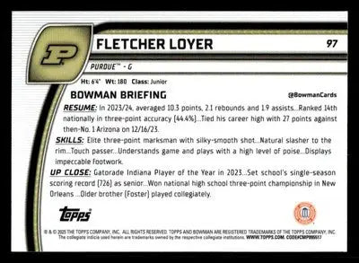 2024-25 Bowman University Chrome #97 Fletcher Loyer - Basketball Card Single