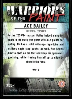 2024-25 Bowman University Chrome Ace Bailey #WP-8 Warriors in the Paint - Basketball Card Single