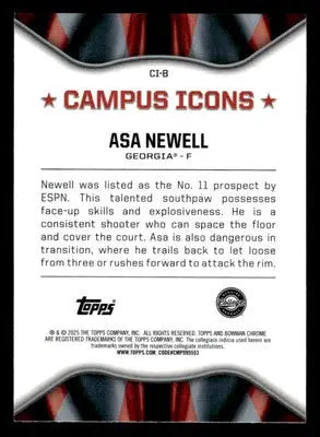 2024-25 Bowman University Chrome #CI-8 Asa Newell Campus Icons Georgia Bulldogs - Basketball Card Single