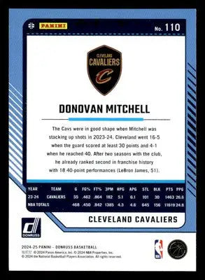 2024-25 Donruss #110 Donovan Mitchell Base Cleveland Cavaliers - Basketball Card Single