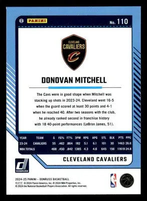2024-25 Donruss #110 Donovan Mitchell Holo Green Laser Cleveland Cavaliers - Basketball Card Single