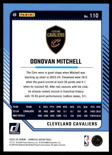 2024-25 Donruss #110 Donovan Mitchell NM-MT Cavaliers ID:81079 - Basketball Card Single