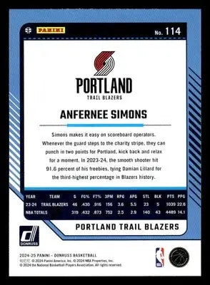 2024-25 Donruss #114 Anfernee Simons
