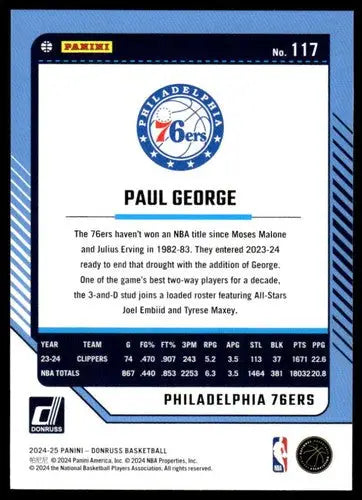 2024-25 Donruss #117 Paul George NM-MT 76ers ID:81083 - Basketball Card Single