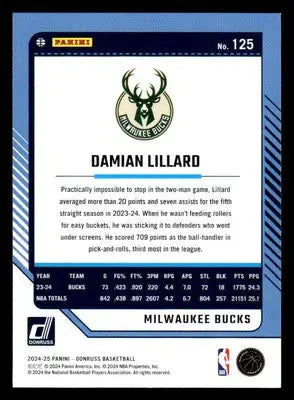 2024-25 Donruss #125 Damian Lillard Base Milwaukee Bucks - Basketball Card Single