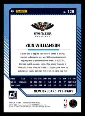 2024-25 Donruss #129 Zion Williamson - Basketball Card Single