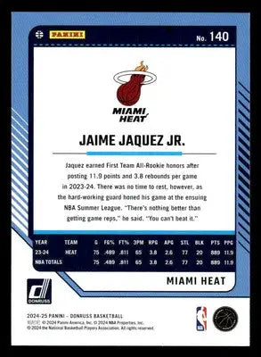 2024-25 Donruss #140 Jaime Jaquez Jr. Base Miami Heat