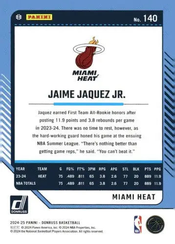 2024-25 Donruss #140 Jaime Jaquez Jr. NM-MT Heat ID:81097 - Basketball Card Single