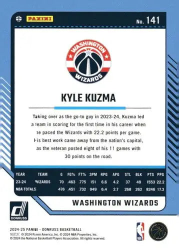 2024-25 Donruss #141 Kyle Kuzma NM-MT Wizards ID:81096 - Basketball Card Single