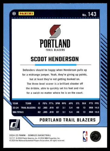 2024-25 Donruss #143 Scoot Henderson NM-MT Blazers ID:81099 - Basketball Card Single