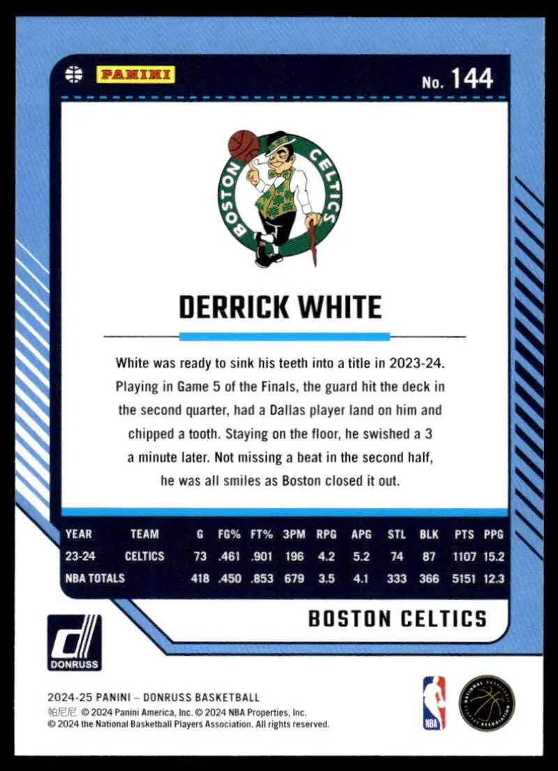 2024-25 Donruss #144 Derrick White NM-MT Celtics ID:81100 - Basketball Card Single