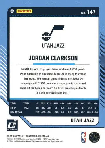 2024-25 Donruss #147 Jordan Clarkson NM-MT Jazz ID:81103 - Basketball Card Single