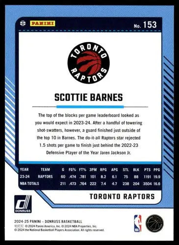 2024-25 Donruss #153 Scottie Barnes NM-MT Raptors ID:79387 - Basketball Card Single