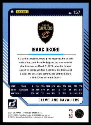 2024-25 Donruss #157 Isaac Okoro NM-MT Cavaliers ID:81107 - Basketball Card Single