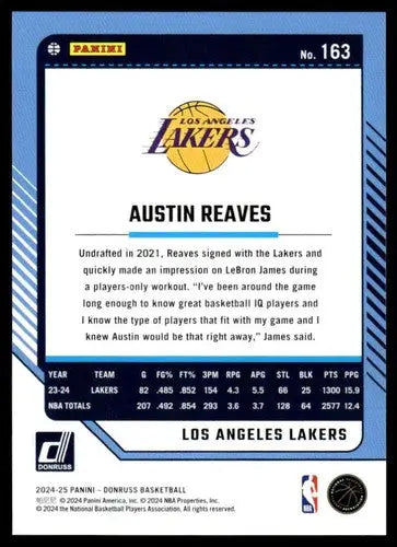 2024-25 Donruss #163 Austin Reaves NM-MT Lakers ID:81112 - Basketball Card Single