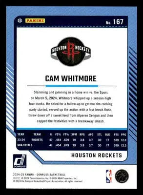 2024-25 Donruss #167 Cam Whitmore - Basketball Card Single