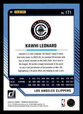 2024-25 Donruss #171 Kawhi Leonard Base Los Angeles Clippers - Basketball Card Single