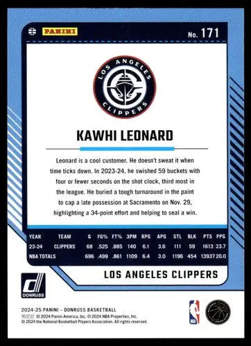 2024-25 Donruss #171 Kawhi Leonard NM-MT Clippers ID:81116 - Basketball Card Single