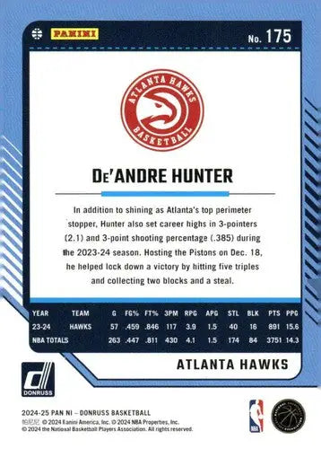 2024-25 Donruss #175 De’Andre Hunter NM-MT Hawks ID:81119 - Basketball Card Single