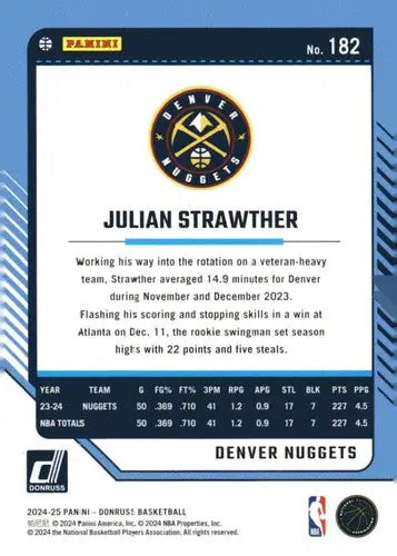 2024-25 Donruss #182 Julian Strawther NM-MT Nuggets ID:81121 - Basketball Card Single