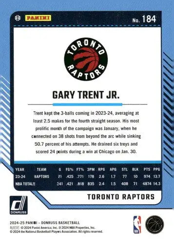 2024-25 Donruss #184 Gary Trent Jr. NM-MT Raptors ID:81123 - Basketball Card Single