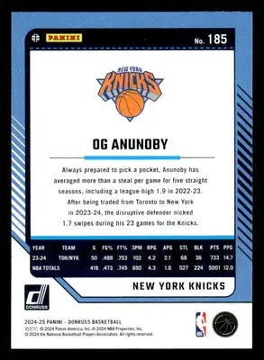 2024-25 Donruss #185 OG Anunoby Base New York Knicks - Basketball Card Single