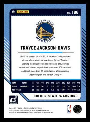 2024-25 Donruss #186 Trayce Jackson-Davis - Basketball Card Single