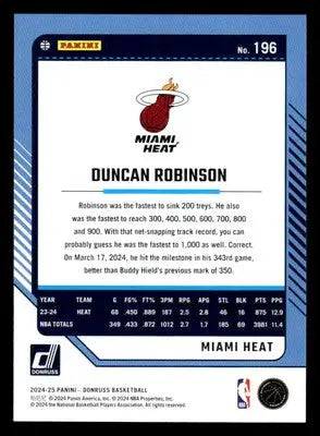 2024-25 Donruss #196 Duncan Robinson Base Miami Heat