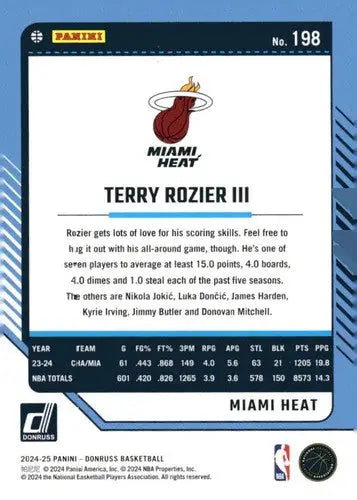 2024-25 Donruss #198 Terry Rozier III NM-MT Heat ID:81130 - Basketball Card Single