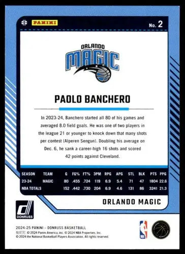2024-25 Donruss #2 Paolo Banchero NM-MT Magic ID:81022 - Basketball Card Single