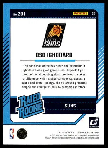 2024-25 Donruss #201 Oso Ighodaro NM-MT RC Rookie Suns ID:81132 - Basketball Card Single