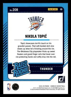 2024-25 Donruss #208 Nikola Topic - Basketball Card Single