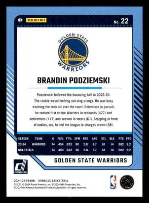 2024-25 Donruss #22 Brandin Podziemski - Basketball Card Single