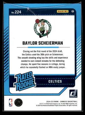 2024-25 Donruss #224 Baylor Scheierman Choice RC Boston Celtics - Basketball Card Single