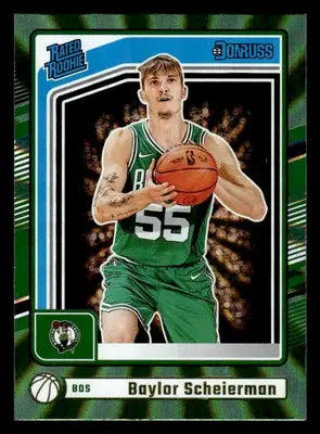 2024-25 Donruss #224 Baylor Scheierman Holo Green Laser Boston Celtics - Basketball Card Single