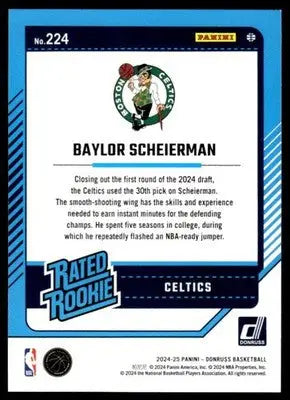 2024-25 Donruss #224 Baylor Scheierman NM-MT RC Rookie Celtics ID:81143 - Basketball Card Single