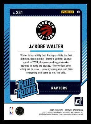 2024-25 Donruss #231 Ja’Kobe Walter - Basketball Card Single