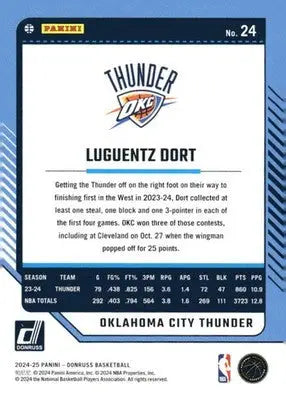 2024-25 Donruss #24 Luguentz Dort NM-MT Thunder ID:81035 - Basketball Card Single