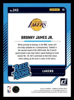 2024-25 Donruss #243 Bronny James Jr. - Basketball Card Single