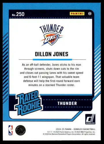 2024-25 Donruss #250 Dillon Jones NM-MT RC Rookie Thunder ID:81155 - Basketball Card Single