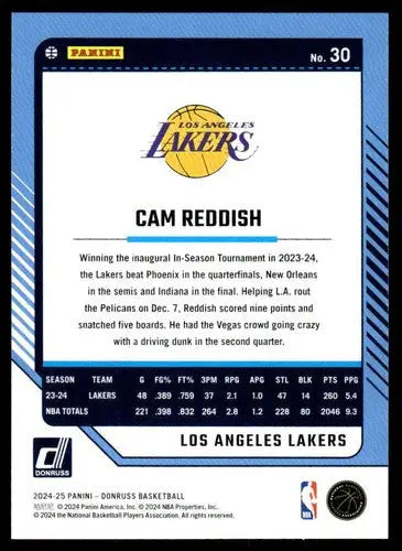 2024-25 Donruss #30 Cam Reddish NM-MT Lakers ID:81037 - Basketball Card Single