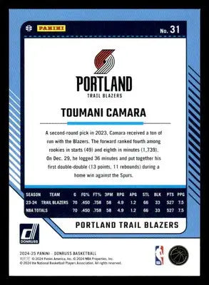 2024-25 Donruss #31 Toumani Camara - Basketball Card Single