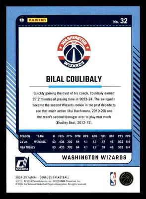 2024-25 Donruss #32 Bilal Coulibaly - Basketball Card Single
