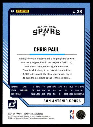 2024-25 Donruss #38 Chris Paul NM-MT Spurs ID:81042 - Basketball Card Single