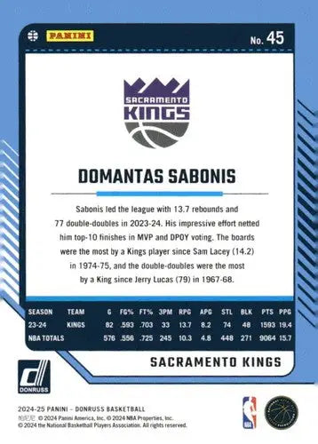 2024-25 Donruss #45 Domantas Sabonis NM-MT Sac Kings ID:81045 - Basketball Card Single