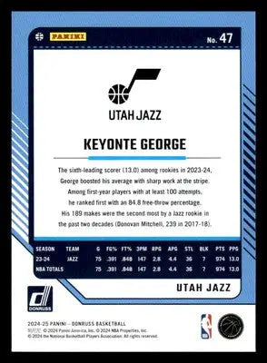 2024-25 Donruss #47 Keyonte George Base Utah Jazz - Basketball Card Single