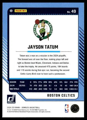 2024-25 Donruss #49 Jayson Tatum NM-MT Celtics ID:81048 - Basketball Card Single