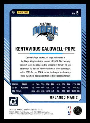2024-25 Donruss #5 Kentavious Caldwell-Pope Base Orlando Magic - Basketball Card Single